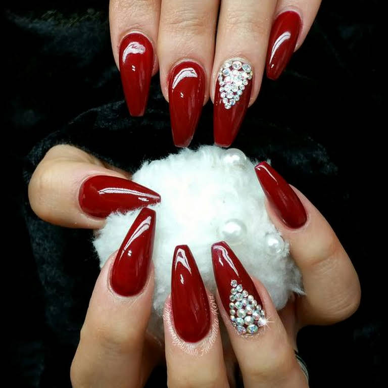 The Nail Company Liverpool - #red #rednails #polish #opi #diamante #gems  #design #square #nails #liverpoolnails #liverpoolsalons #thenailcompany  #liverpool #tuebrook #westderby #westderbyroad