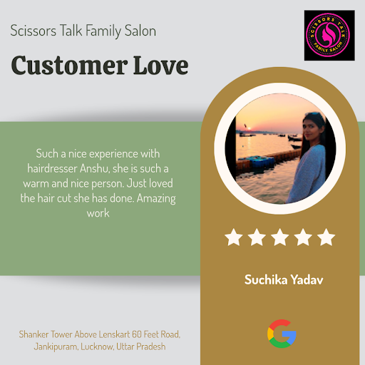 Suchika from Lucknow raves about her 5-star experience at Scissors Talk Family Salon, praising th… post image