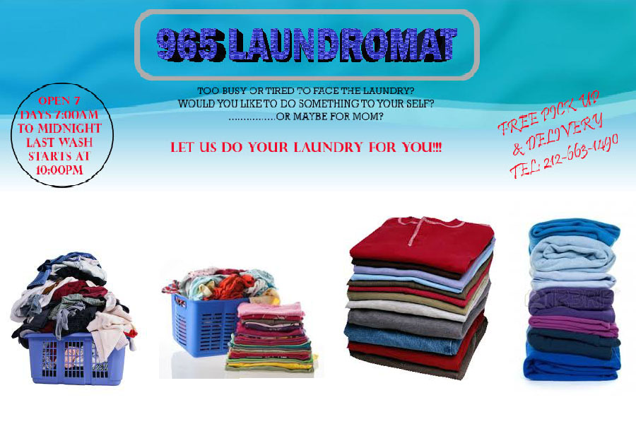 Clean laundry equipment at 965 Laundromat in New York, NY