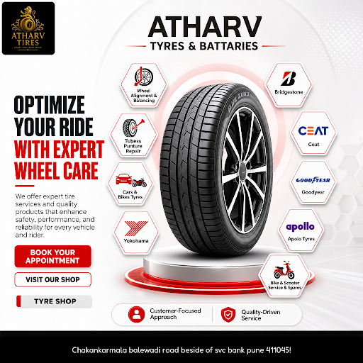 ATHARV TYRES & BATTARIES offers expert wheel alignment & balancing, puncture repair, and a wide r… post image