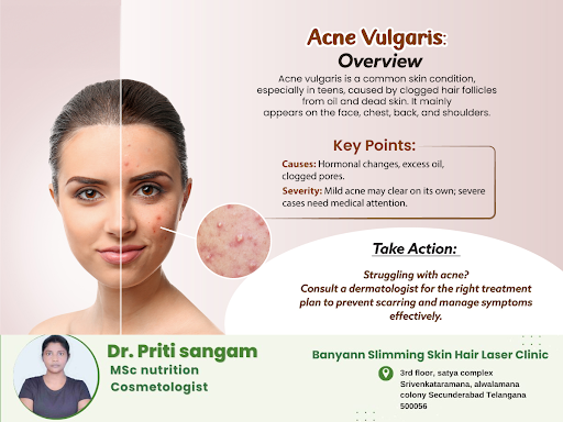 Acne vulgaris, commonly known as pimples, is a chronic skin condition that affects the pilosebace…