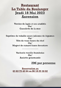 Menu La Table du Boulanger Page 5