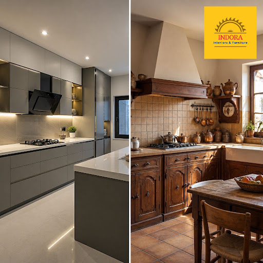 Confused between a sleek modular kitchen and a classic traditional layout? At INDORA Interiors -…