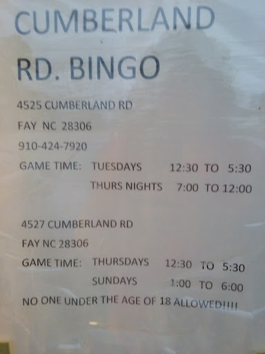 Cumberland Road Bingo - Thumbnail