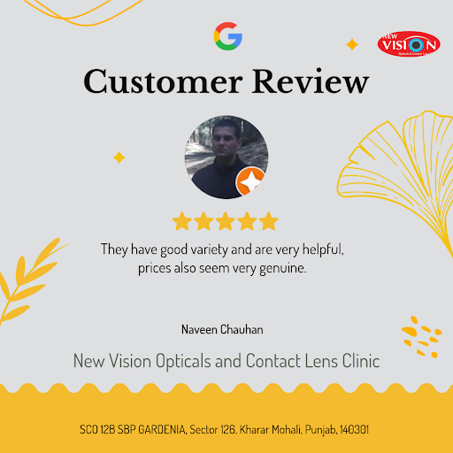 "Naveen Chauhan's exceptional experience at New Vision Opticals and Contact Lens Clinic in Kharar…