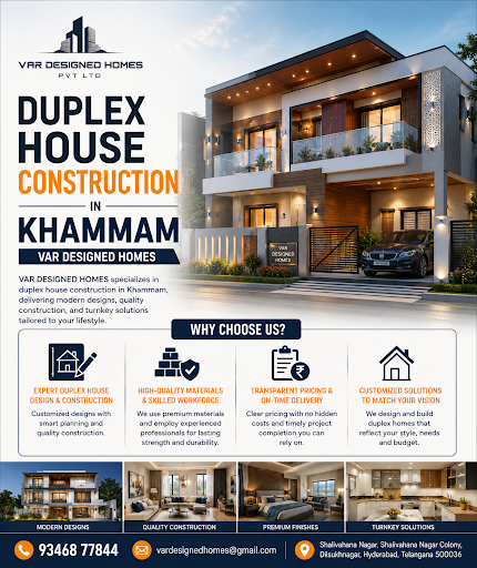 Premium Duplex House Construction in Khammam | Build Your Dream Duplex with VAR Designed Homes post image