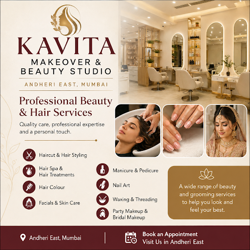 Kavita Makeover & Beauty Studio in Andheri East, Mumbai offers professional beauty and hair servi… post image