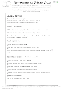 Menu Le Bistro Quai Page 1