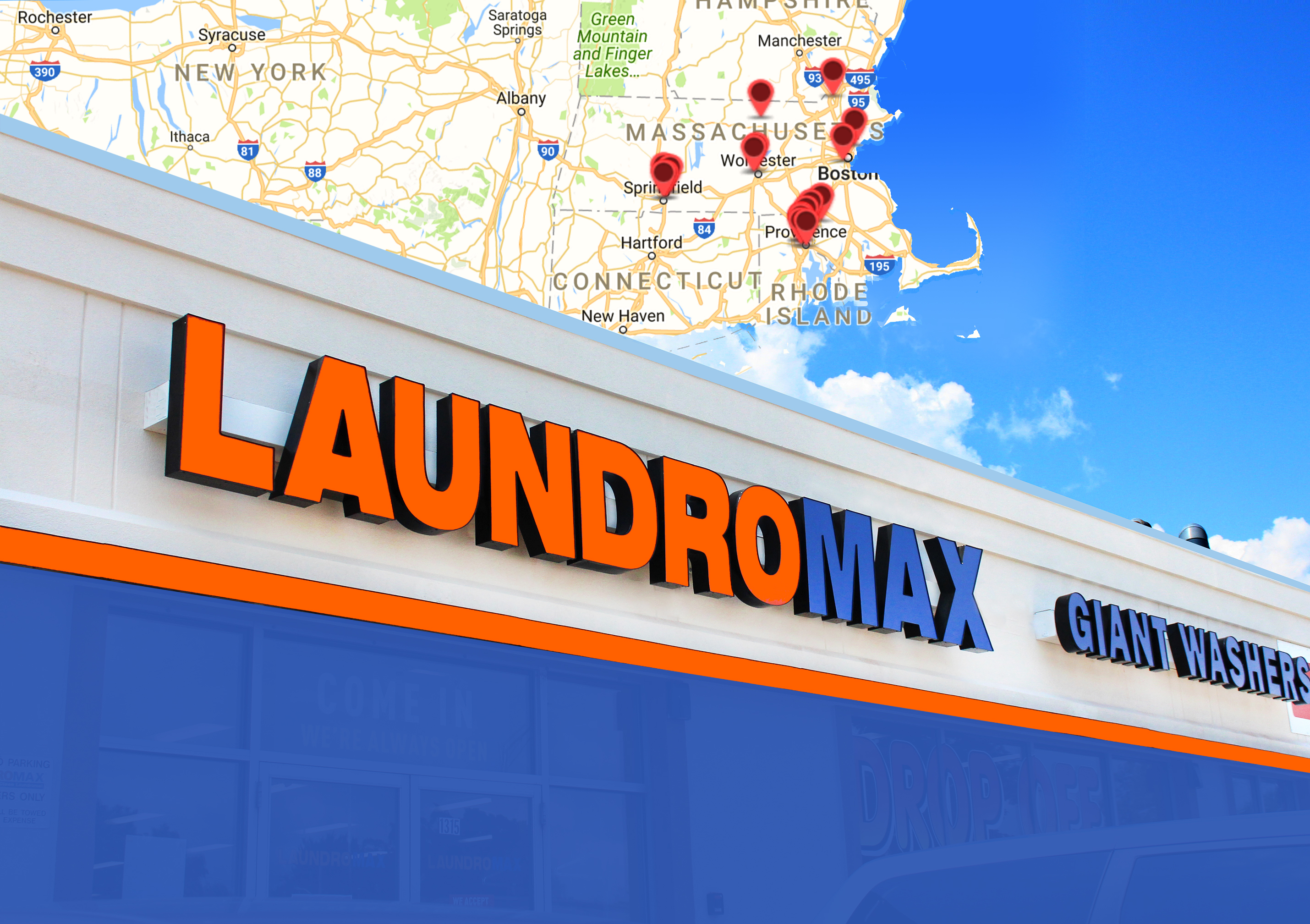 Laundromax laundromat interior in Providence, RI