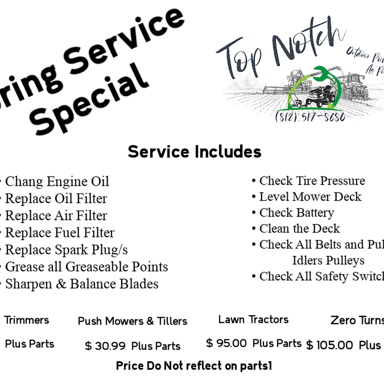 Top Notch Outdoor Powersports & Ag Parts Lawn Mower Repair Service in