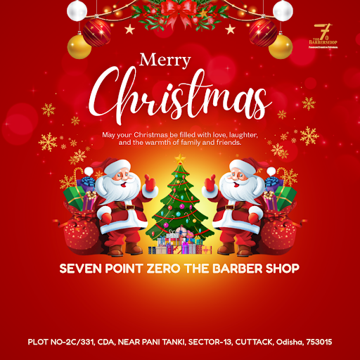 "Get a stylish Christmas cut at Seven Point Zero The Barber Shop in Cuttack! Our expert hairdress…