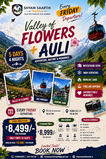 Book the Valley of Flowers & Auli Tour Package at just ₹8,999 per person with Shyam Saarthi Trave… post image