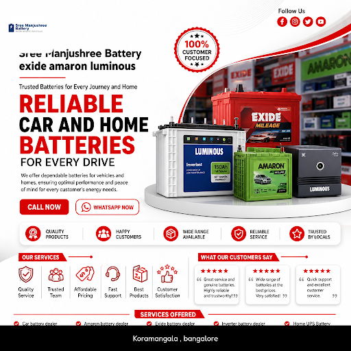 Sree Manjushree Battery offers reliable Exide batteries and a wide range of car, inverter, and ho… post image
