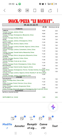 Menu Snack pizza le bachat Page 1