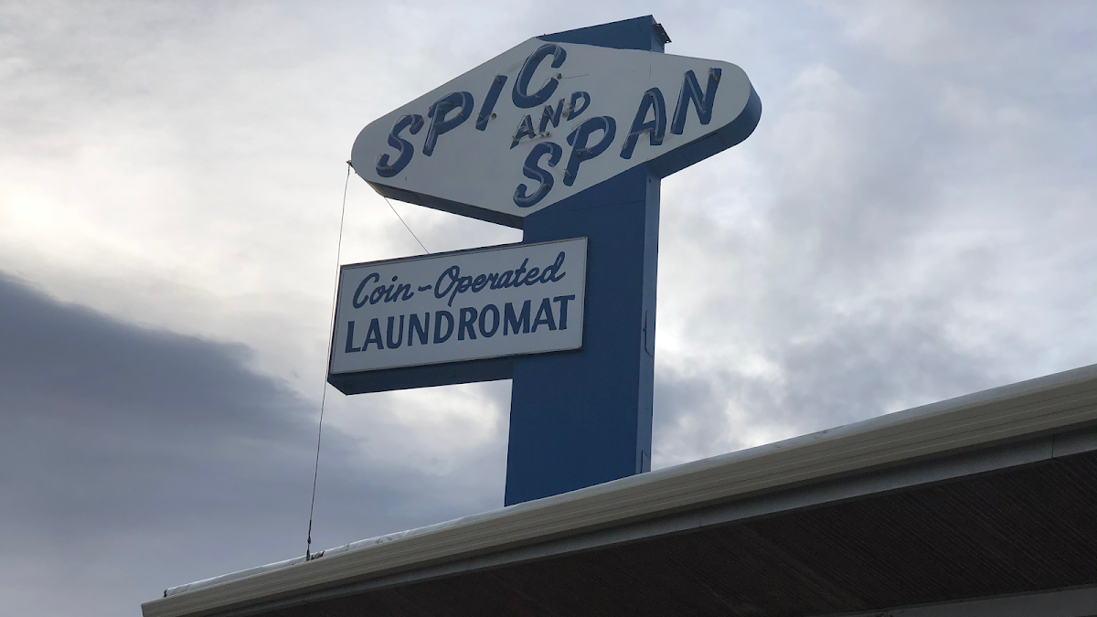 Spic and Span Laundromat storefront and entrance in Laramie