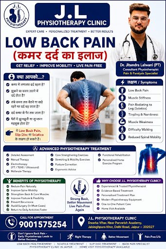 जयपुर में कमर दर्द का सबसे अच्छा इलाज ढूंढ रहे हैं? आज ही J.L. Physiotherapy Clinic आएं। Dr. Jite… post image