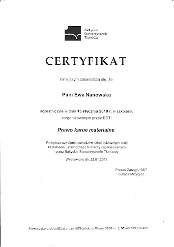 Nanowska s.c. Tłumaczenia Przysięgłe Języka Angielskiego - Tłumacz