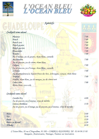 Menu Océan Bleu Page 1