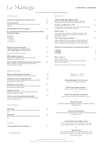 Menu Restaurant Le Manège Page 1