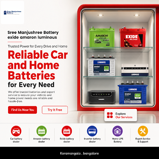 Sree Manjushree Battery offers top-quality car batteries, including trusted brands like Amaron, E… post image