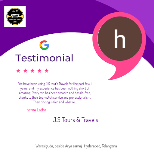 Hema gives a glowing 5-star review for J.S Tours & Travels in Hyderabad! She loved our Luxury Car… post image