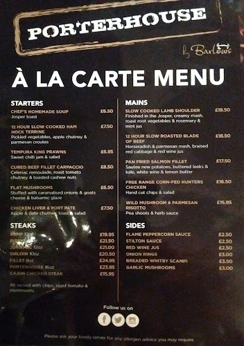 Porterhouse by Barlows Open Times