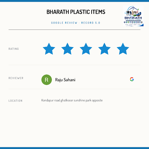 Raju Sahani loved the exceptional service at BHARATH PLASTIC ITEMS in Ghatkesar! He raves about o… post image