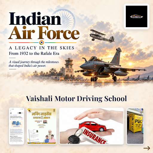 Celebrate Indian Air Force Day with gratitude and respect. Vaishali Motor Driving School offers q… post image