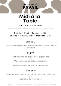 Menu La Table du Pavail Page 3