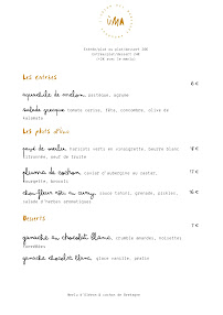 Menu Ùma Restaurant Page 1