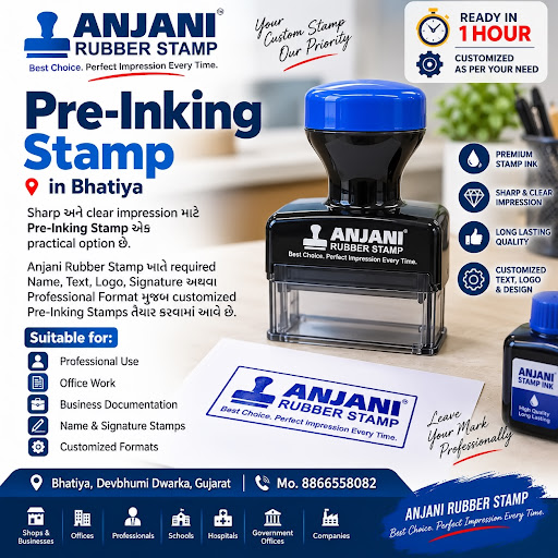 Anjani Rubber Stamp, customized Pre-Inking Stamps are prepared as per the required Name, Text, Lo… post image
