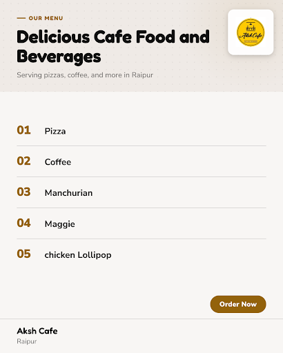 Aksh Cafe in Raipur offers the best coffee near me, along with delicious pizza, Manchurian, Maggi… post image