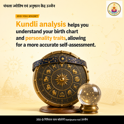 चंचला ज्योतिष एवं अनुष्ठान केंद्र उज्जैन में कुंडली विश्लेषण और भविष्‍यवाणी के साथ पूजा और मंगल स… post image