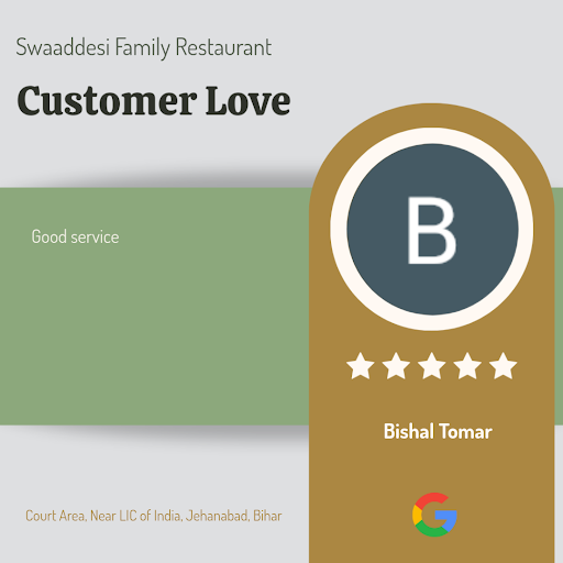 Bishal gives a glowing review of Swaaddesi Family Restaurant in Jehanabad, calling it the 'Best R…