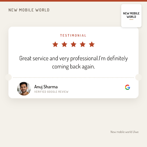 Anuj Sharma, a satisfied customer from Wahal, gives 5-star rating to New mobile world! He loved t… post image