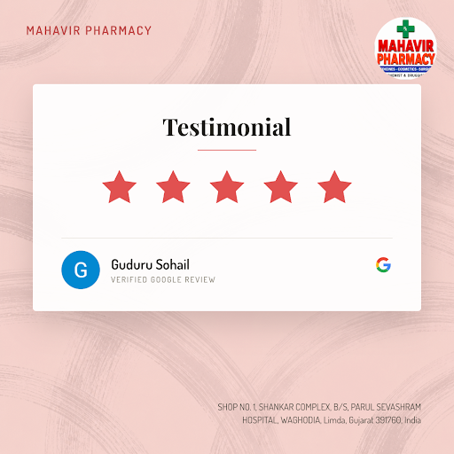Sohail Guduru, a delighted customer, raves about his exceptional experience at Mahavir Pharmacy i… post image