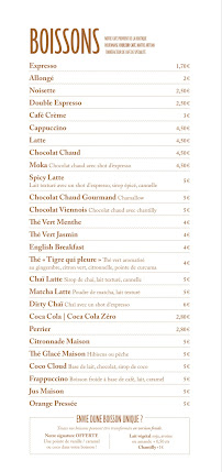 Menu Café crème - Restaurant Brunch Page 1