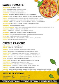 Menu Pizza De Nuit Valenciennes Page 1
