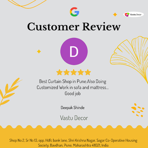 Deepak Shinde raves about his exceptional experience at Vastu Decor, Pune's premier curtain shop.…