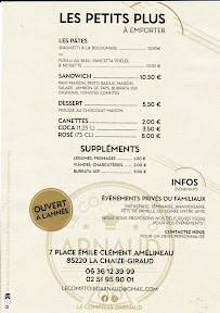 Menu Le comptoir d'Arnaud Page 1