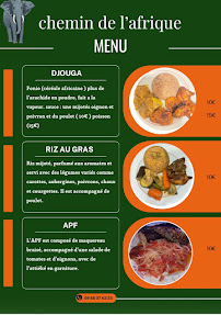 Menu Chemin de l’Afrique Page 1