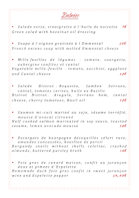 Menu Bistrot de l’Oulette Page 1