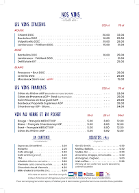 Menu PIZZERIA LE CAPRI Page 1