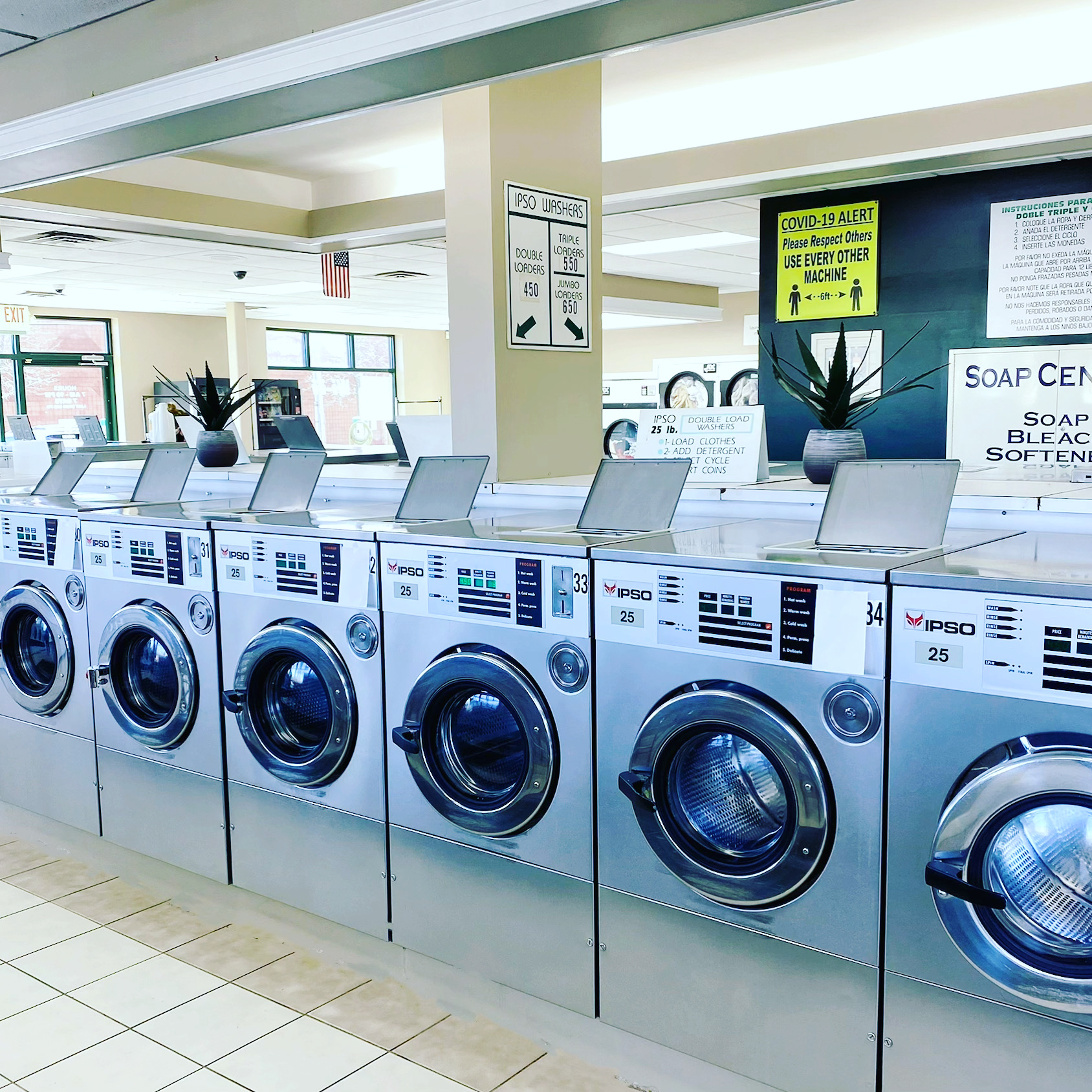 Self-service laundry at Merrimac Laundromat & Car Wash, Methuen, MA