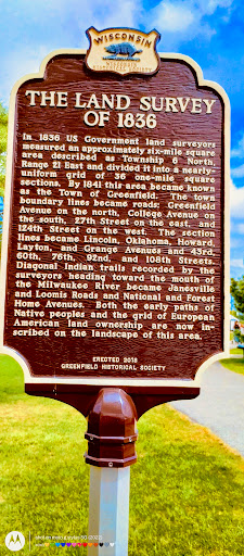 Wisconsin State Historical Marker 578: The Land Survey of 1836 / Greenfield’s 1836 Greenery - Thumbnail