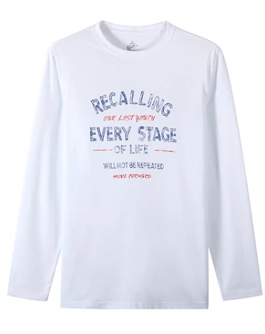 White cotton round neck long sleeve - 1