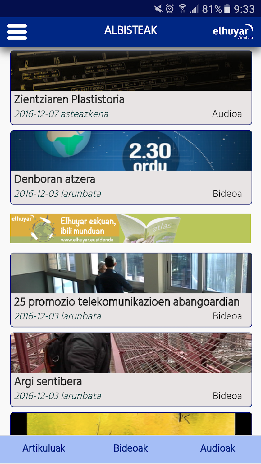 ZientziApp Screen 1