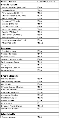 Juice Point menu 1