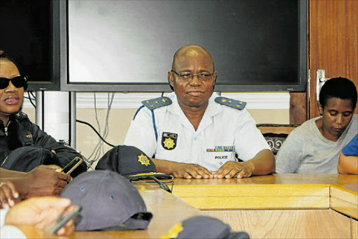 OTHERWISE ENGAGED: Provincial head of visible policing Brigadier Malibongwe Ntsabo announces the postponement of an event after Police Minister Fikile Mbalula’s no-show yesterday Picture: MALIBONGWE DAYIMANI