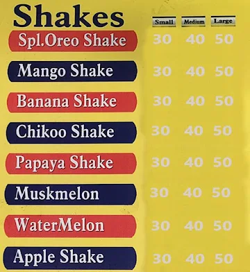 Alphanso Juice & Shake menu 